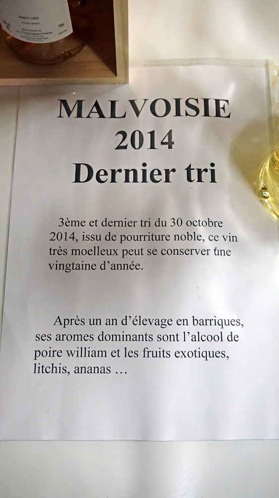 Malvoise (ou Pinot gris) Dernier tri 2014