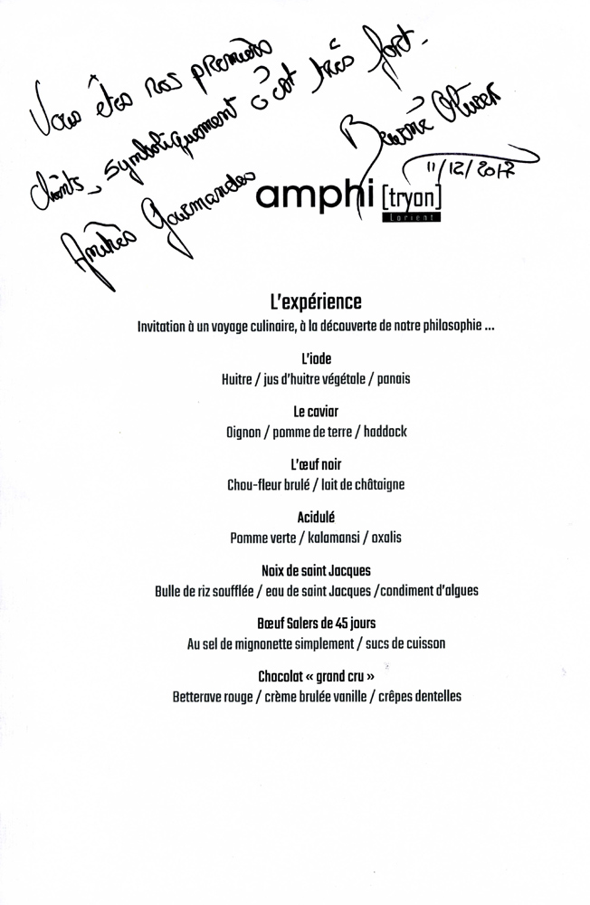 Menu dédicacé