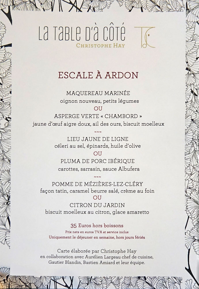 Menu à 35 € 00