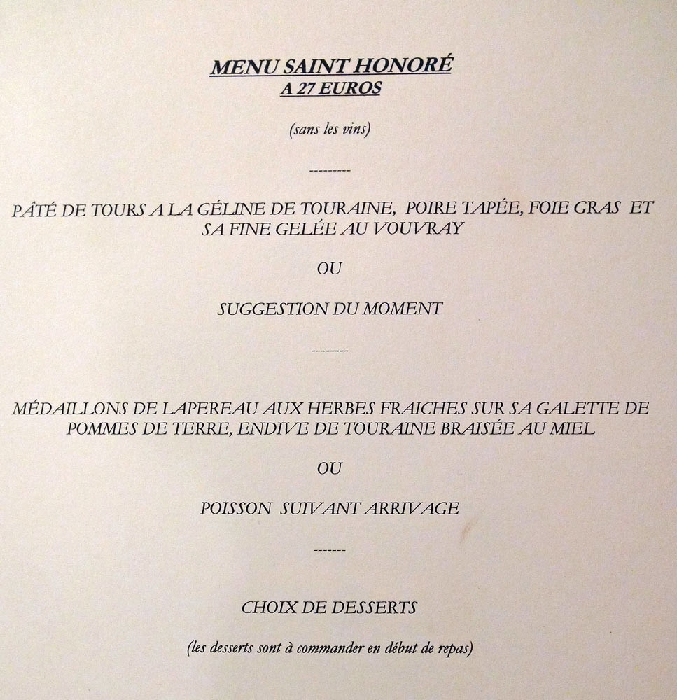 Menu à 27 € 00