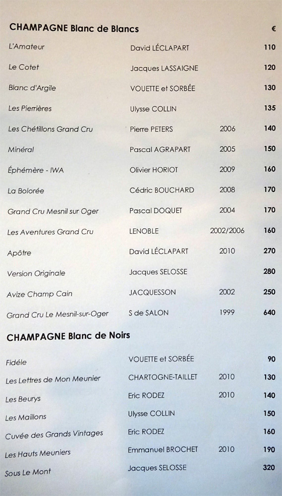 Champagnes Blancs de blancs et Blanc de noirs