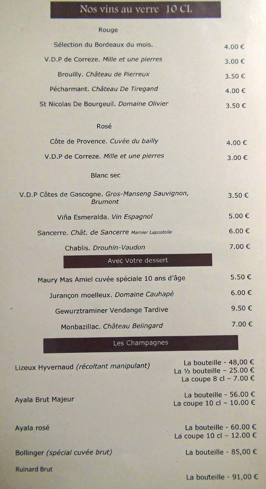 Vins au verre