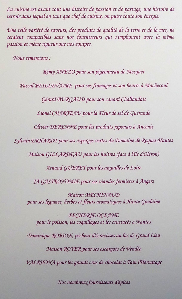 Liste des fournisseurs