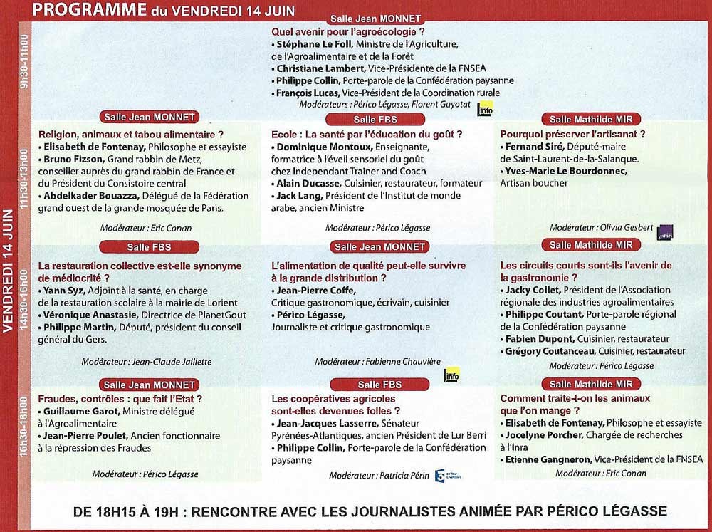 Programme du 14 juin 2013