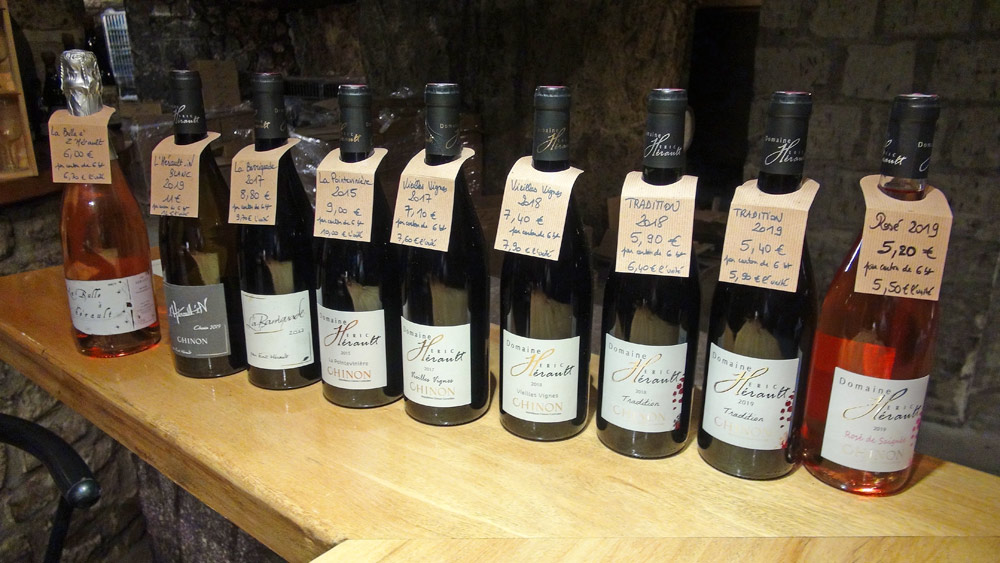 La gamme des vins disponibles