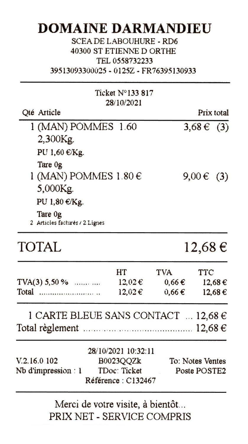 Ticket de caisse