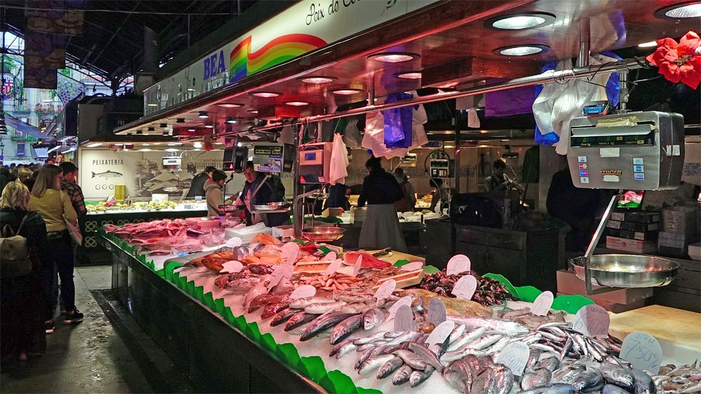 Un stand dédié aux produits de la mer