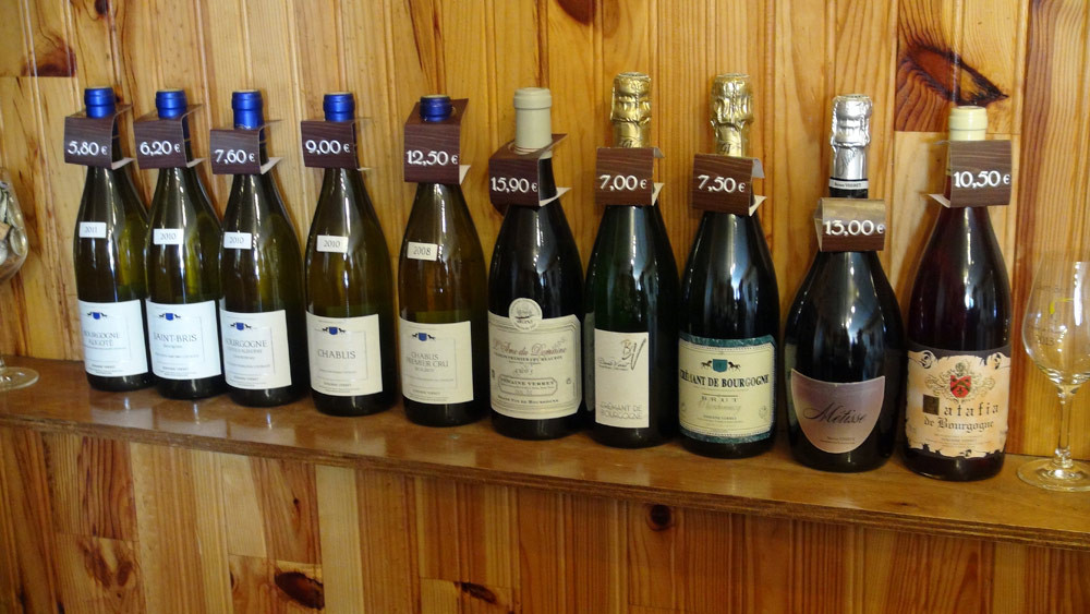 La gamme des vins disponibles