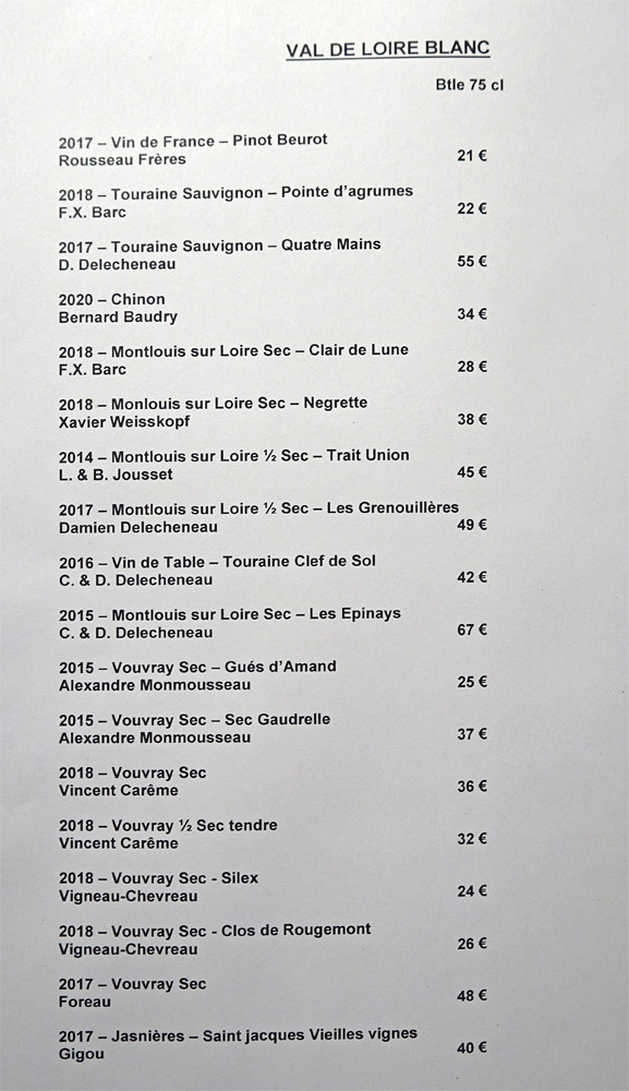 Vins blancs : Vallée de la Loire