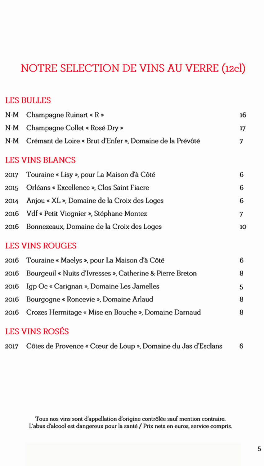 Vins au verre