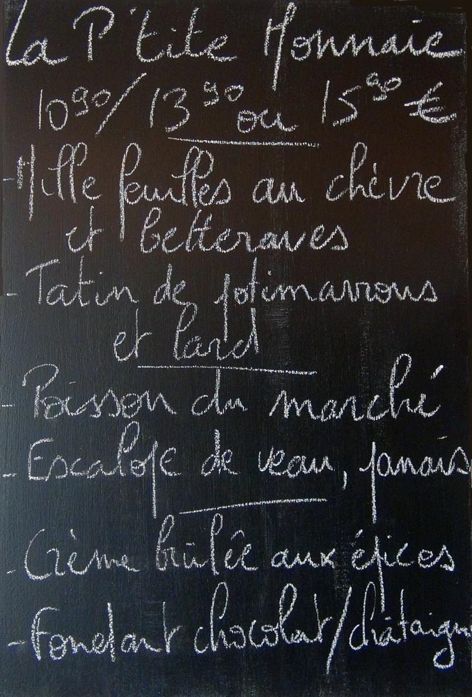  Menu du jour, en semaine