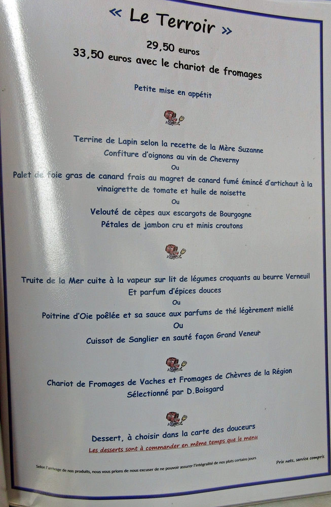 Le menu "Terroir"