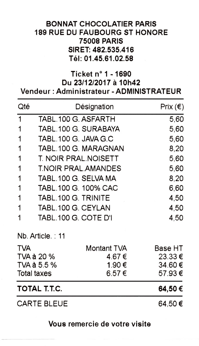 Le ticket de caisse