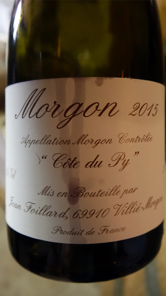 Morgon 2015 de Jean Foillard, un vin que j'avais adoré en millésime 2005 acheté en 2007 10 € 00