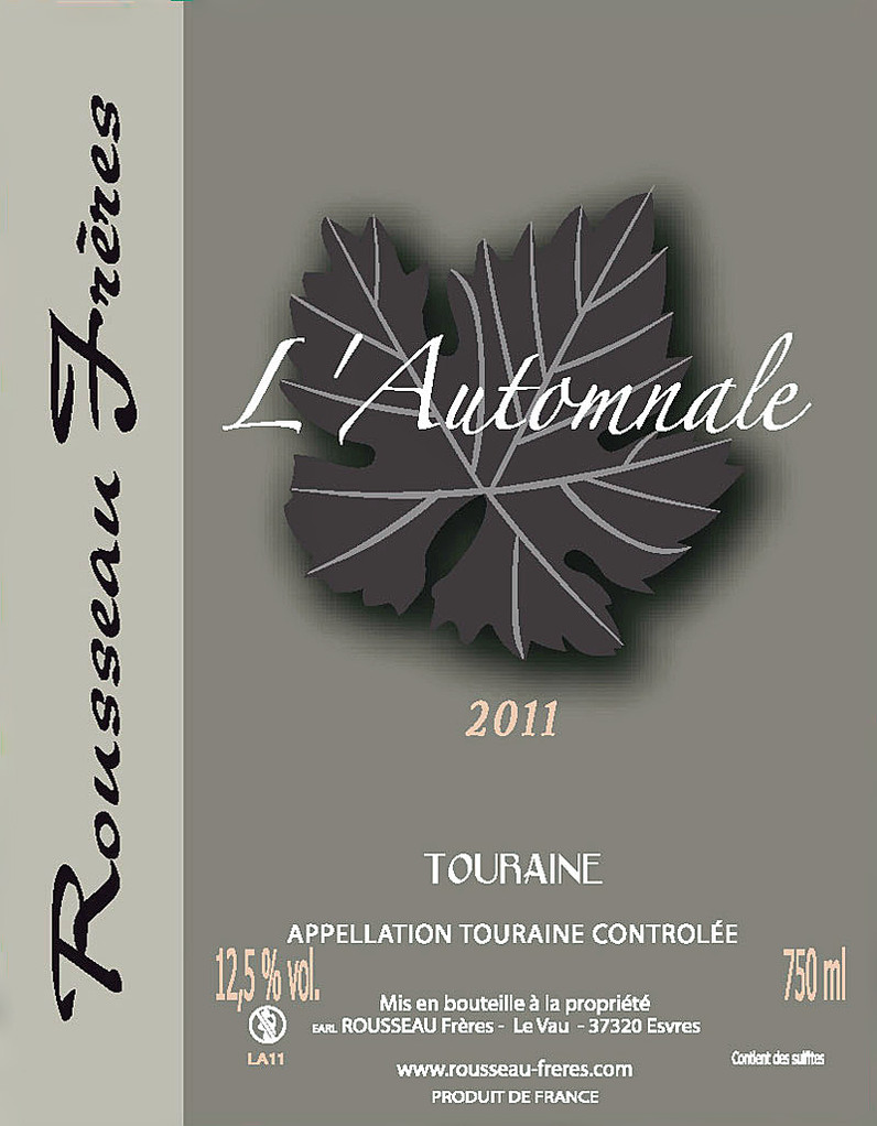 Étiquette L'Automnale 2012 - Source : site des frères Rousseau