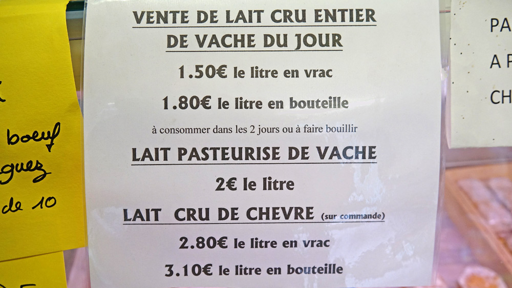 Les laits crus et pasteurisé