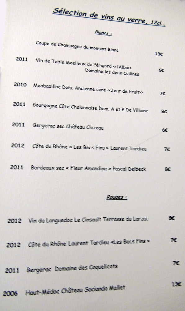 Vins au verre
