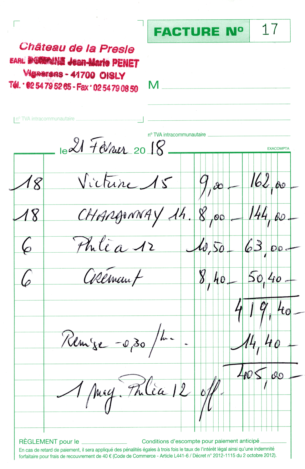 Les vins achetés par mes "Limousins" de coeur