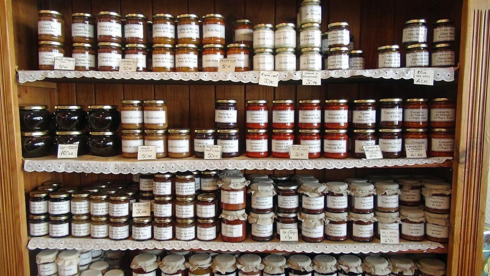 Confitures, Moutarde, Confit d'échalotes, Crémes, Pesto ...