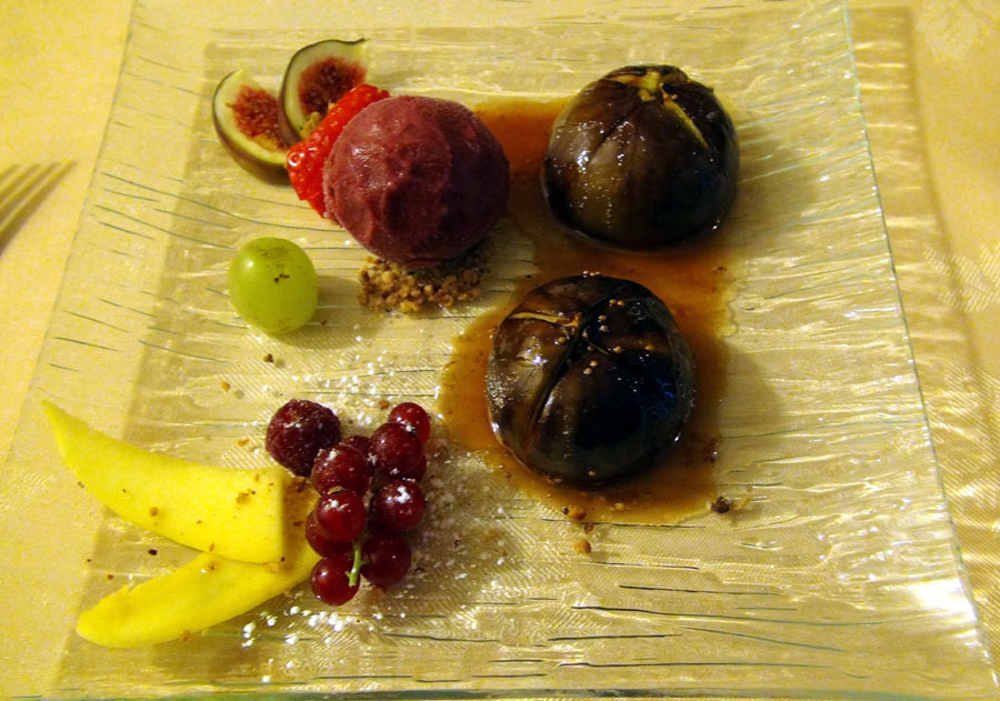 Figues rôties, sorbet griottes