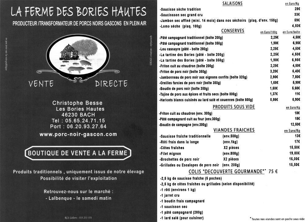 Ancien tarif de 2012