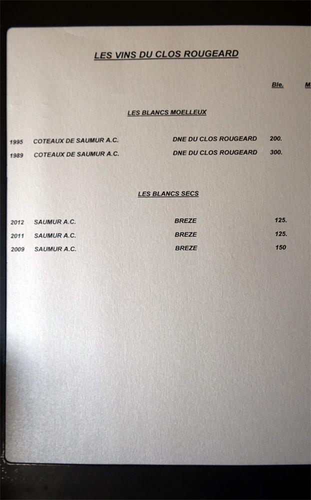 Vins blancs du Clos Rougeard