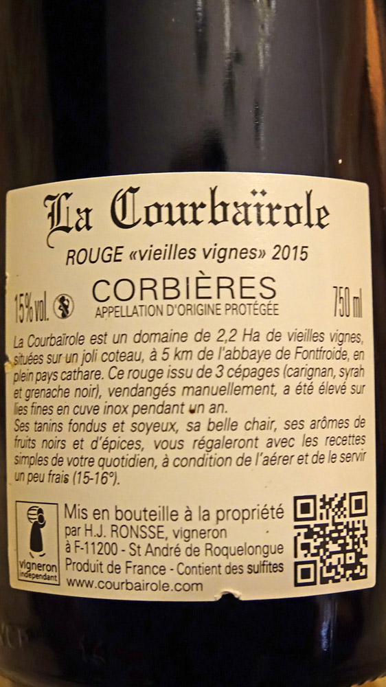 Le Corbières rouge au verre