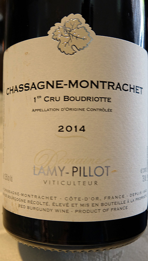 Chassagne-Montrachet rouge 2014 1er cru "Boudriotte" de Lamy-Pillot