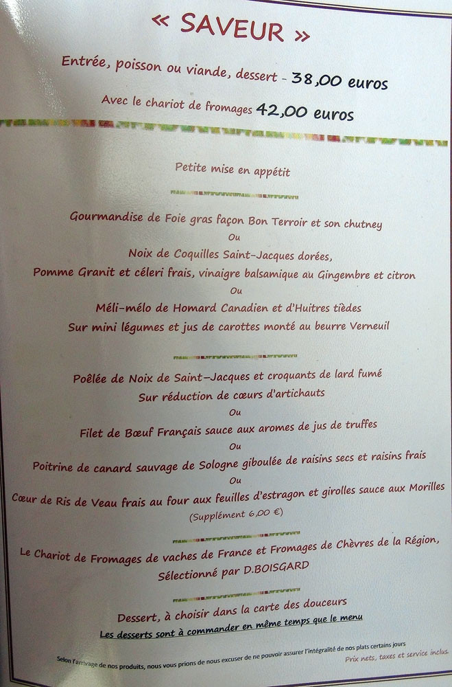 Menu "Saveur"