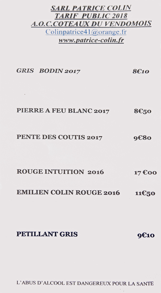 Tarif Colin