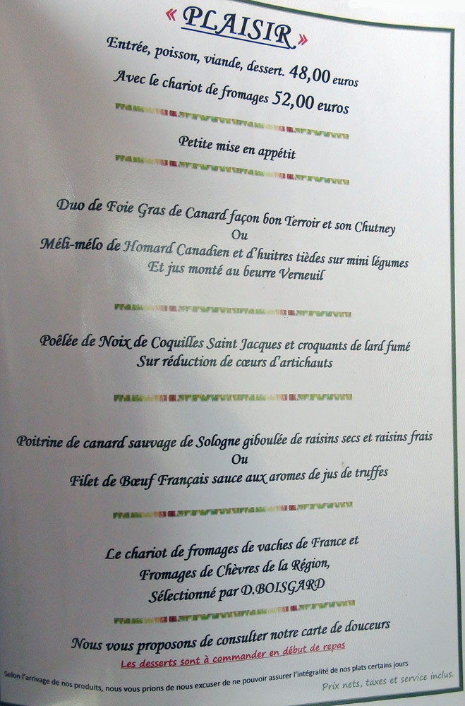 Menu "Plaisir"