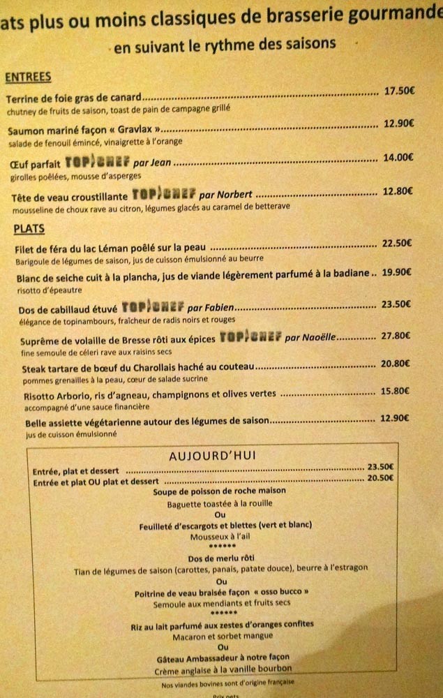 Carte et menu