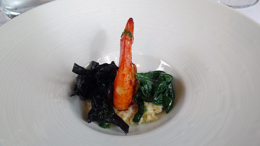 Risotto, trompettes de la mort et gambas