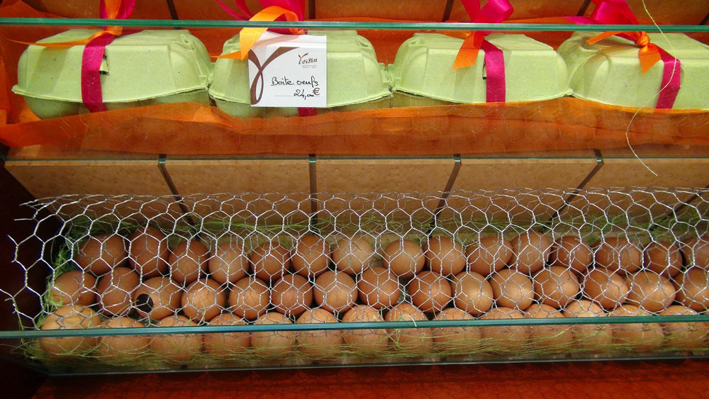 Des oeufs dans le magasin de la Place Bellecour