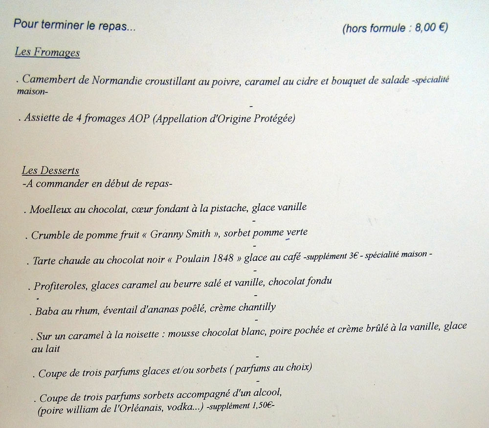  Fromages & desserts des Menus