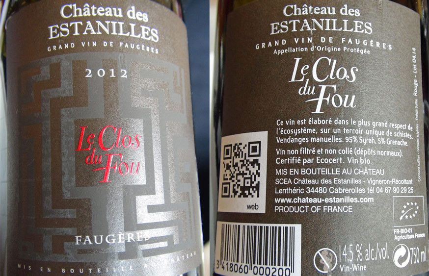 Faugères rouge 2012 "Le Clos du Fou"