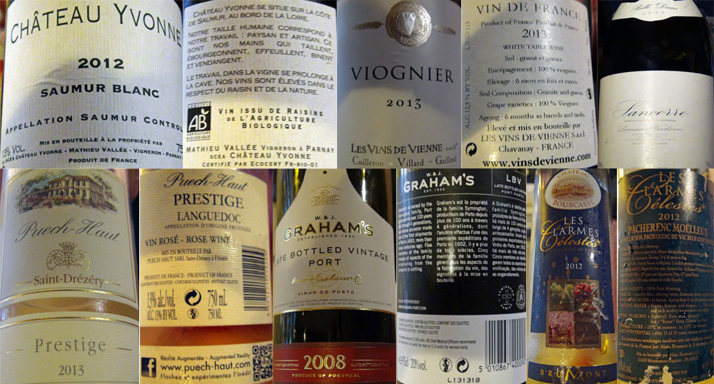 Les vins servis