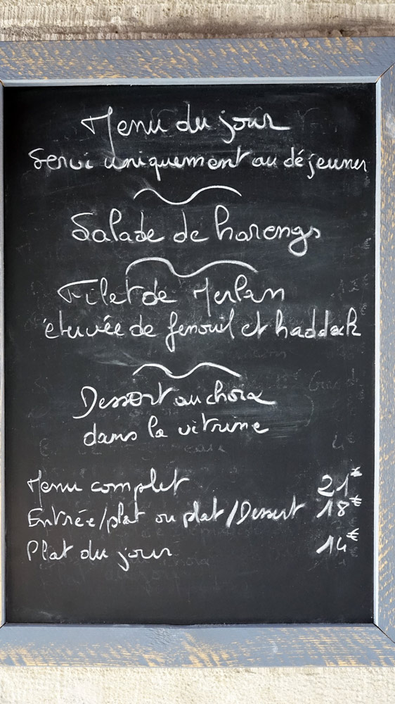 Le menu du jour (affichage extérieur)