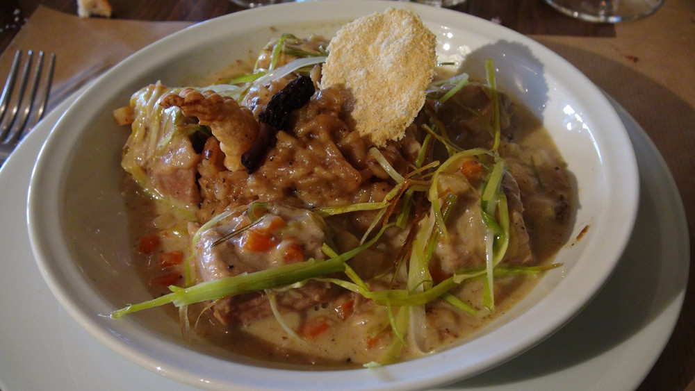 Waterzooï de veau, risotto aux morilles
