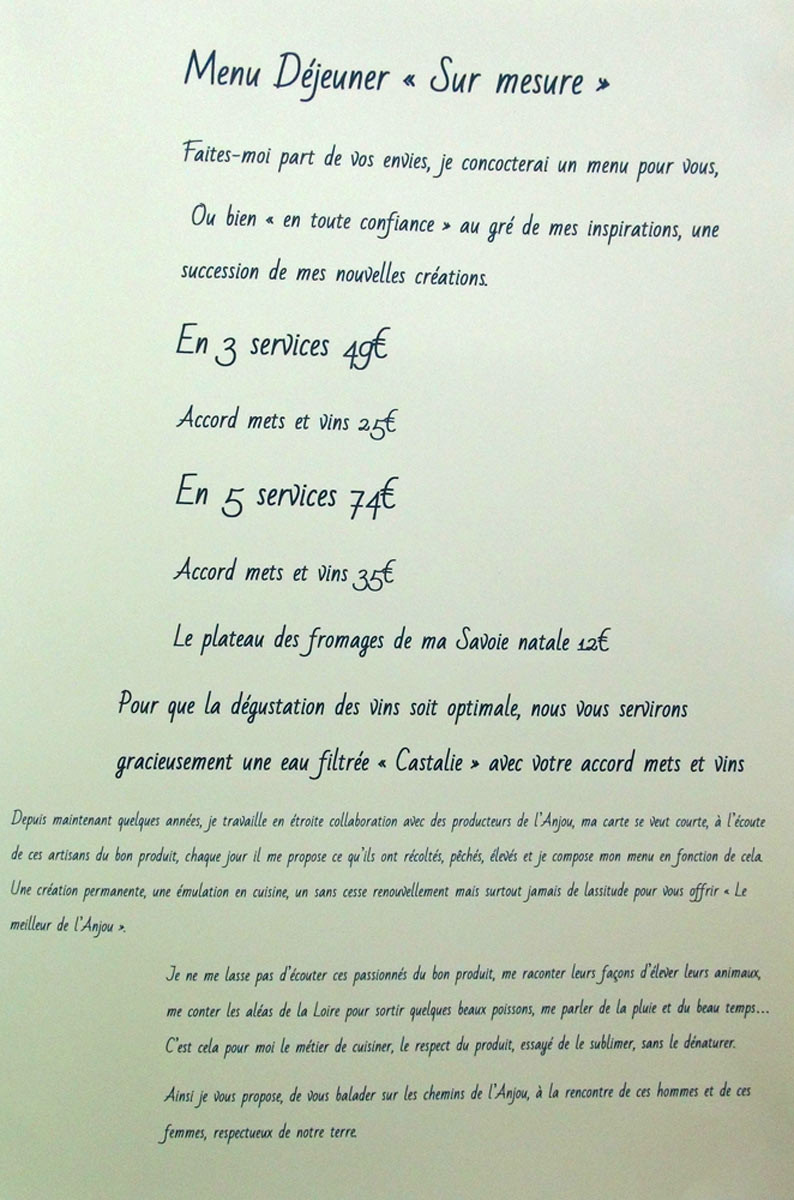 Le menu choisi