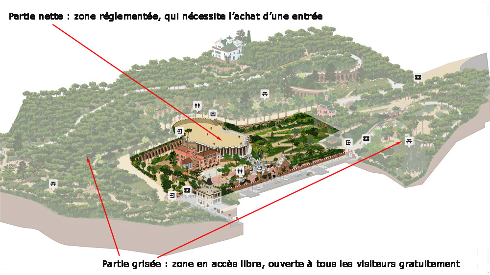 Le plan du Parc Güell - Crédit photo : https://parkguell.barcelona