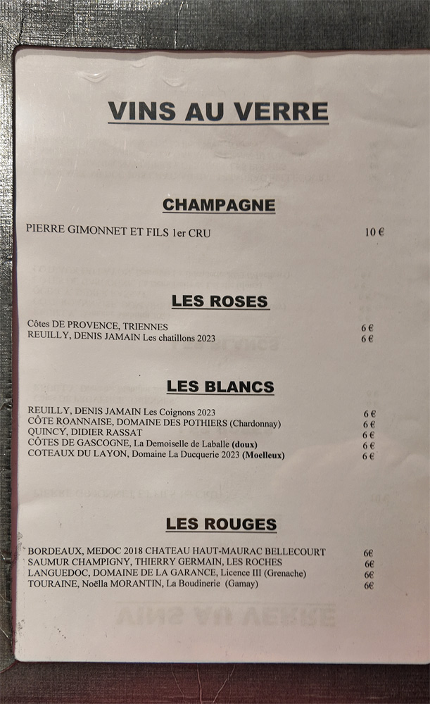 Vins au verre