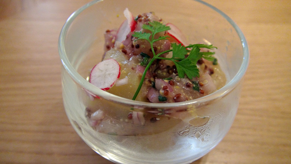 Salade de lieu fumé et moutarde à l'ancienne