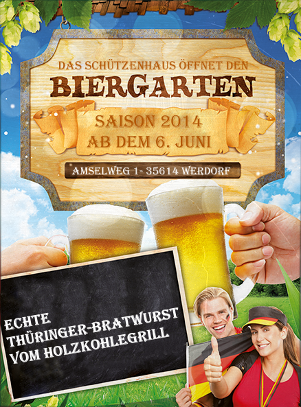 Werbeplakat zur Biergarteneröffnung