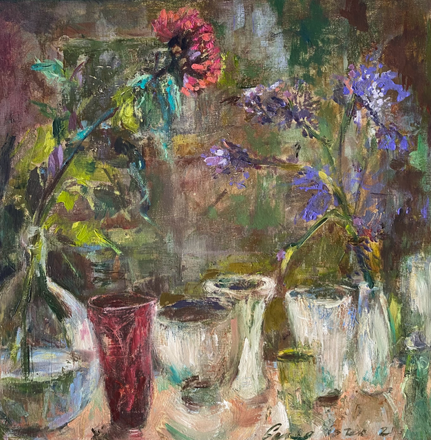 Ontdekt de kleurrijke stillevens van Gerda Viszer. Unieke handgeschilderde kunst.