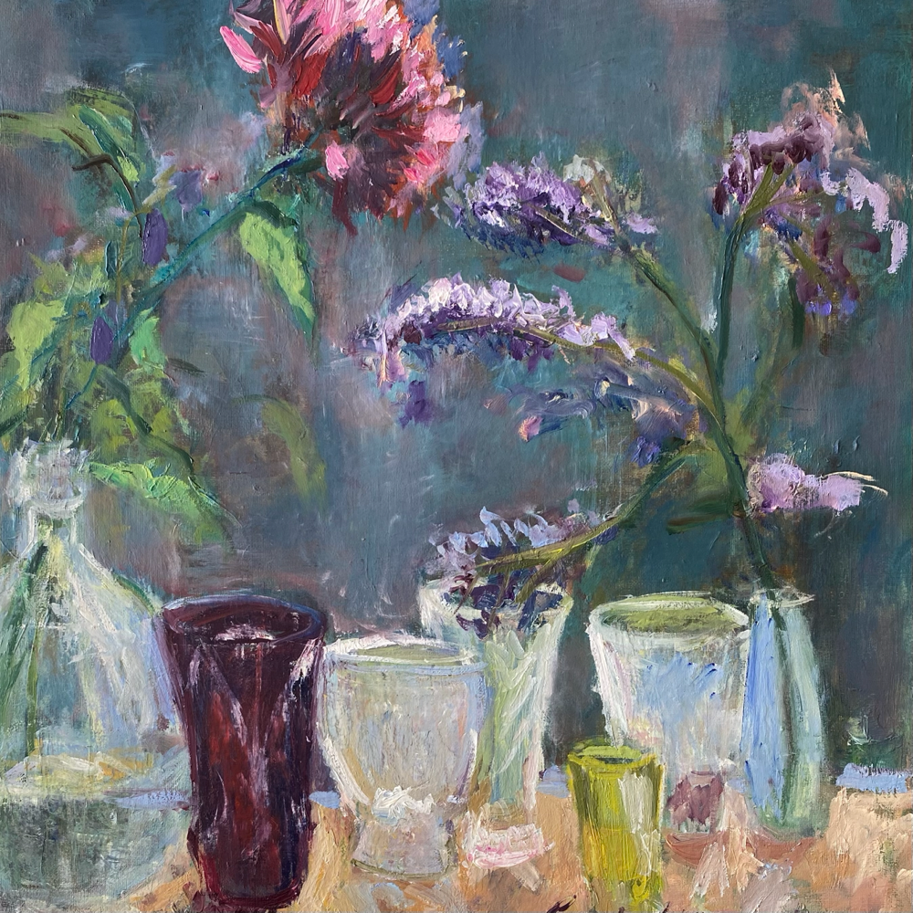 Ontdekt de kleurrijke stillevens van Gerda Viszer. Unieke handgeschilderde kunst.