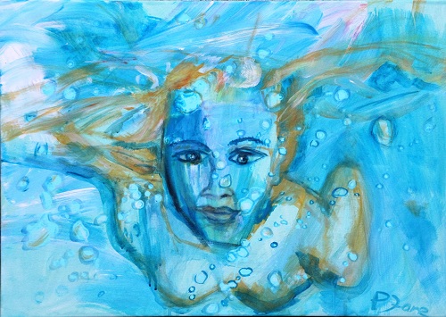 Under Water Love 1, 50 x 70, Acryl auf Leinwand