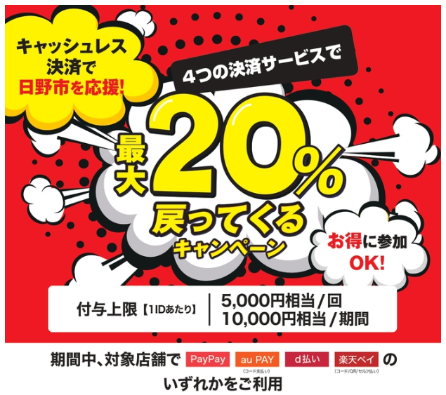 【キャッシュレス決済で日野市を応援】始まります