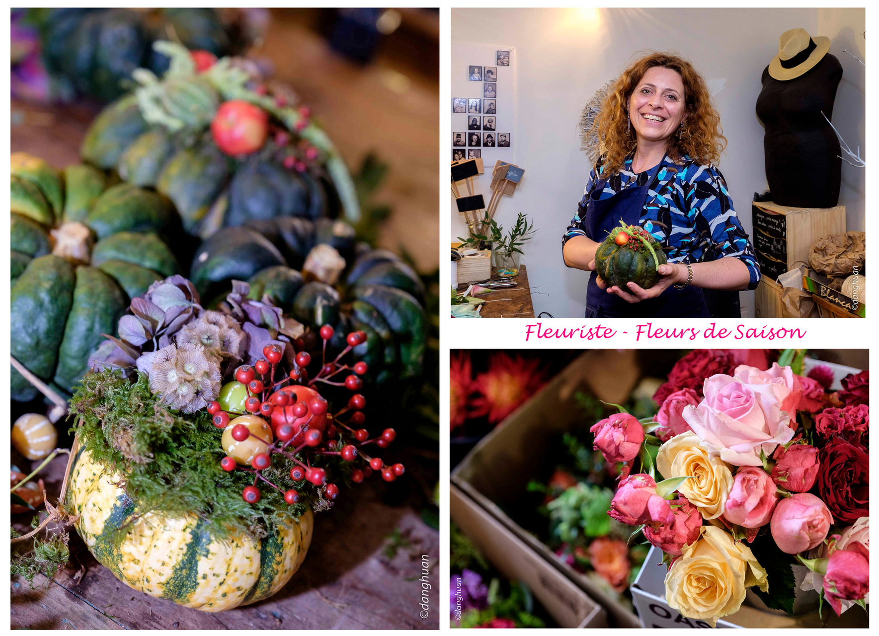 Mathilde VIAL - Fleuriste composant ses bouquets avec les fleurs et légumes de Saison (Paris)