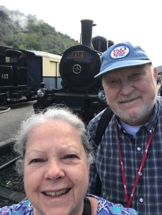 PSC patch is at a steam locomotive in the Rhone River valley with Barry & Cheryl S